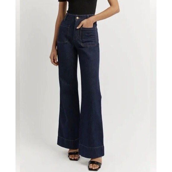 DISSH High Rise Wide Leg Dark Wash Patch Pocket‎ Jean, Size 2 - Picture 1 of 10
